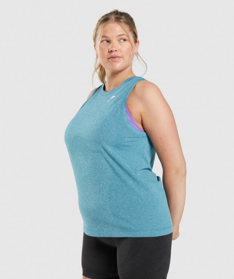 Women's Gymshark Vital Seamless 2.0 Light Tanks Turquoise | CA 01785N